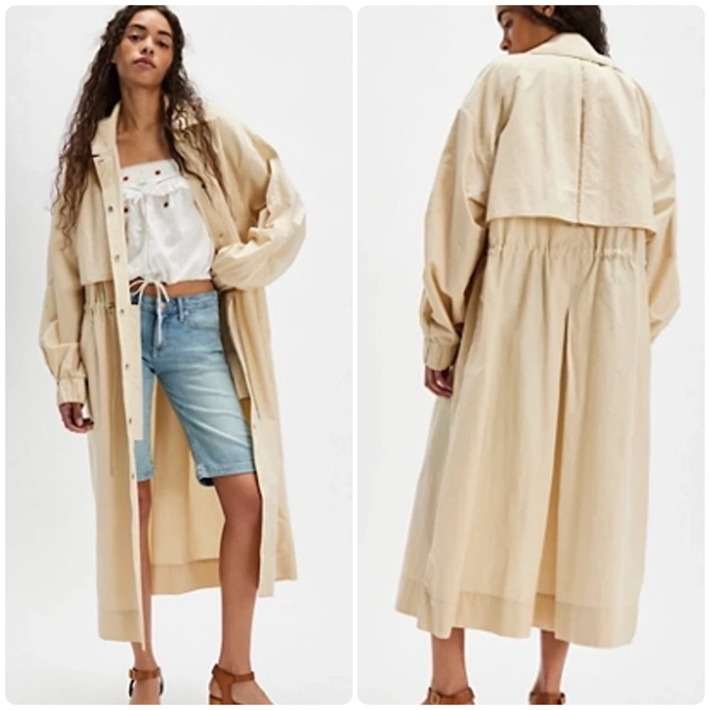 Free People Indy Trench Tan Size Small Oversized Utility Jacket Mew With Tags